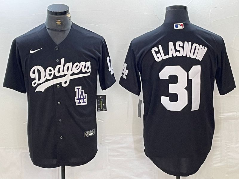 Men Los Angeles Dodgers #31 Glasnow Black Nike Game MLB Jersey style 1